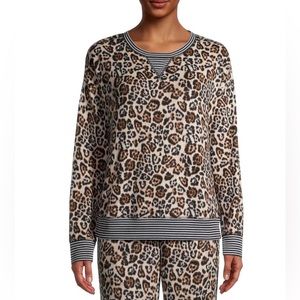 SECRET TREASURES VELOUR LONG SLEEVE CREW NECK TOP ANIMAL PRINT SWEATSHIRT 2X
